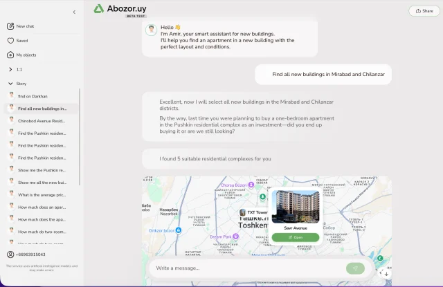 Ali & Aisha: Conversational apartment search with a map