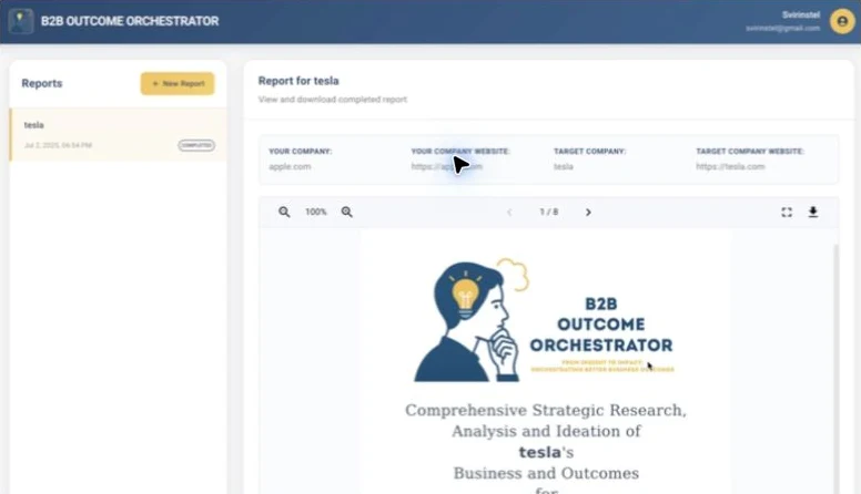 Phronesis company research module: account brief and report preview