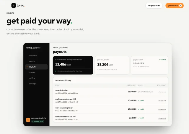 Toniq: Organizer payout and reporting presentation